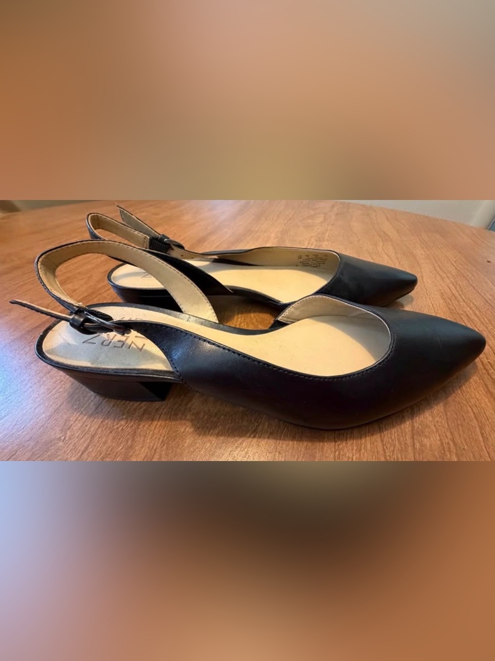 Naturalizer Black Pointed Slingback Low Block Heels
